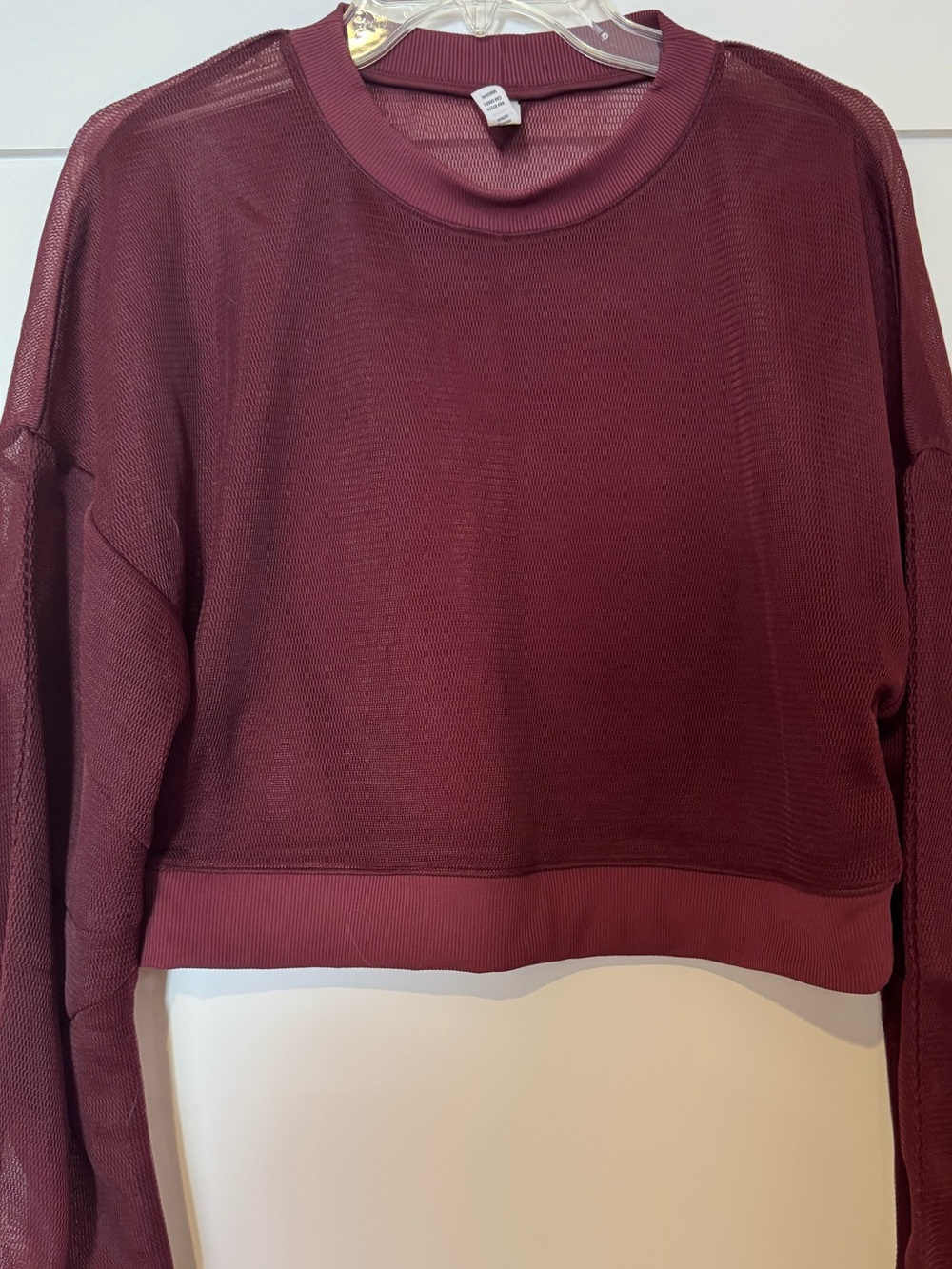 ALO Yoga Burgundy Mesh Crewneck Sweater